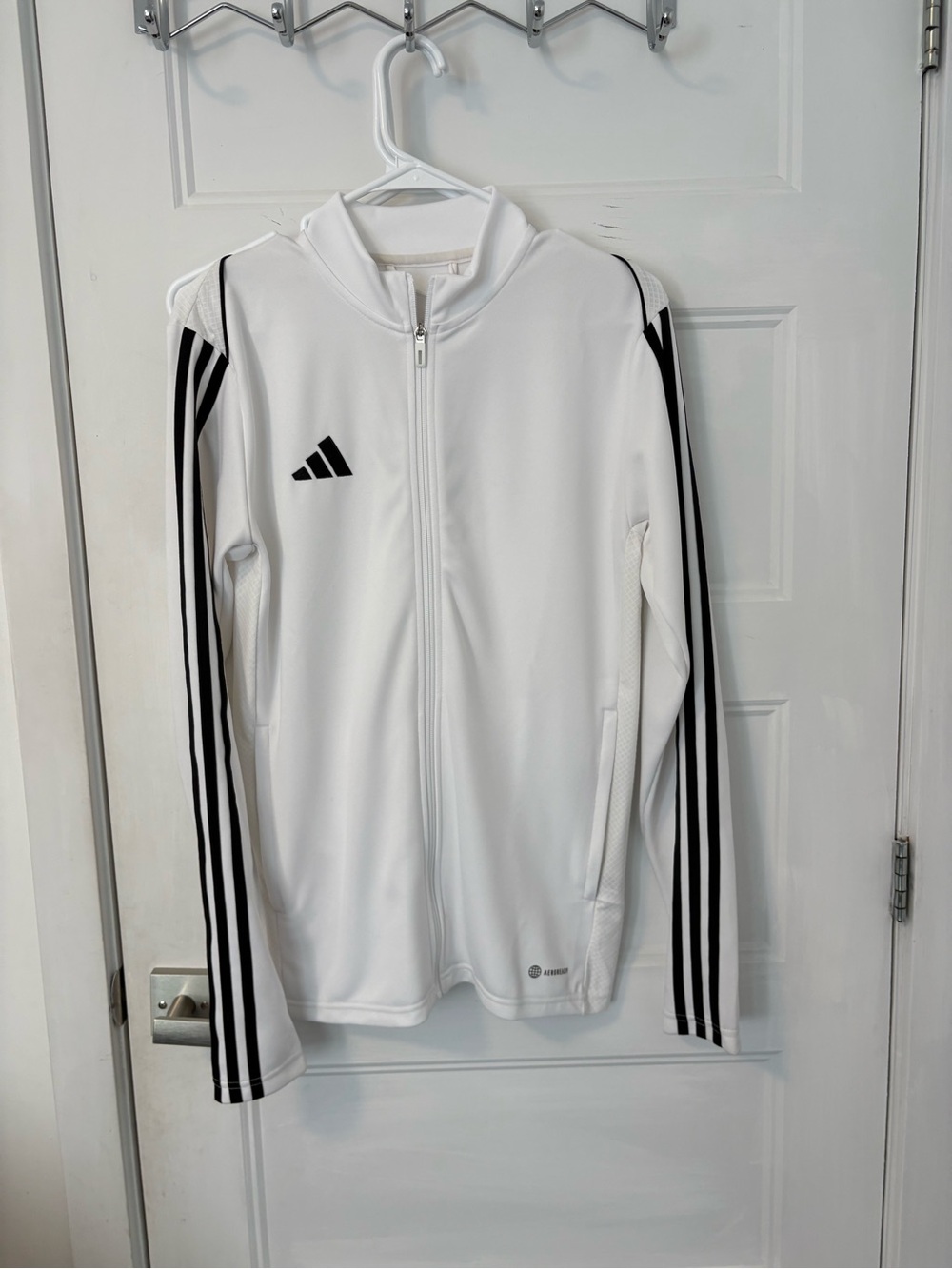adidas White Track Jacket with Black Three-Stripes